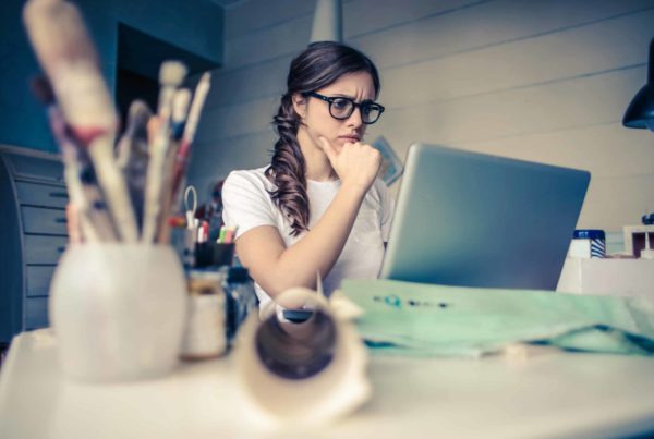 woman working on a laptop