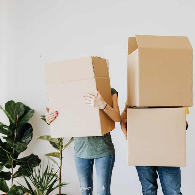 couple holding boxes