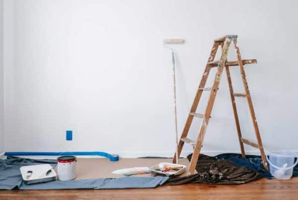 photo of an empty room with construction materials